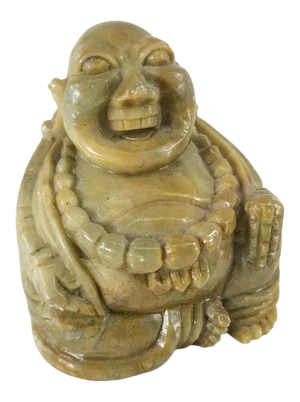 1980s Chinese Carved Soapstone Laughing Buddha