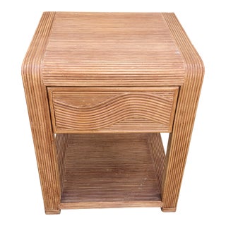 1980s Vintage Pencil Reed Nightstand With Drawer For Sale