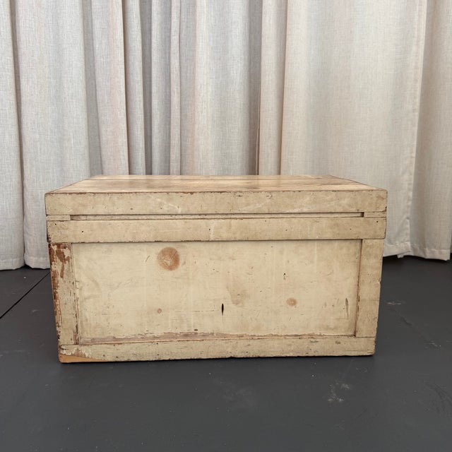 This vintage blanket chest circa the 1950s exemplifies rustic minimalist beauty. The chest is constructed from painted...