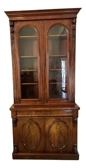 Antique Victorian Figured Mahogany Glazed Cupboard