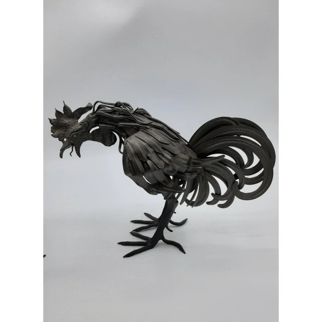 Set of 2 Vintage 20th Century Sheet Metal Rooster Figurines For Sale In West Palm - Image 6 of 8