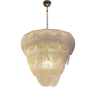 Italian Clear Graniglia Petal Murano Glass Chandelier by Simoeng For Sale