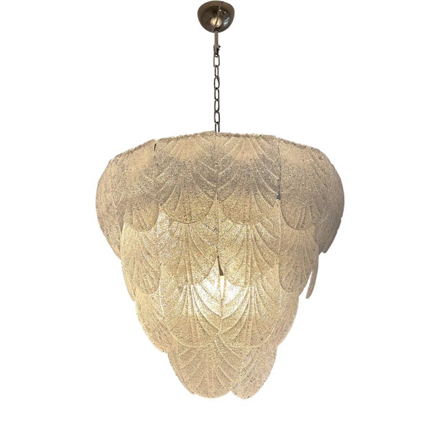Italian Clear Graniglia Petal Murano Glass Chandelier by Simoeng For Sale