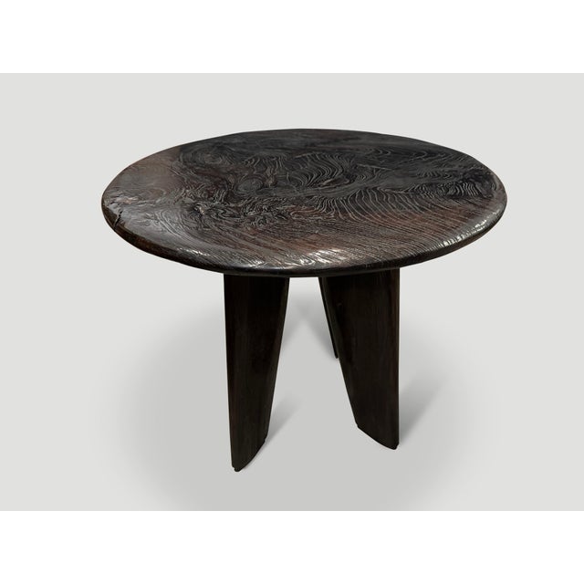 2010s Andrianna Shamaris Mid Century Couture Espresso Stained Table For Sale - Image 5 of 6