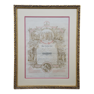 1897 Antique Pa German Fraktur Marriage Wedding Certificate 24"