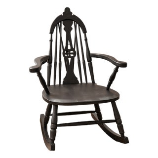 Antique Windsor Style Armed Rocking Chair For Sale