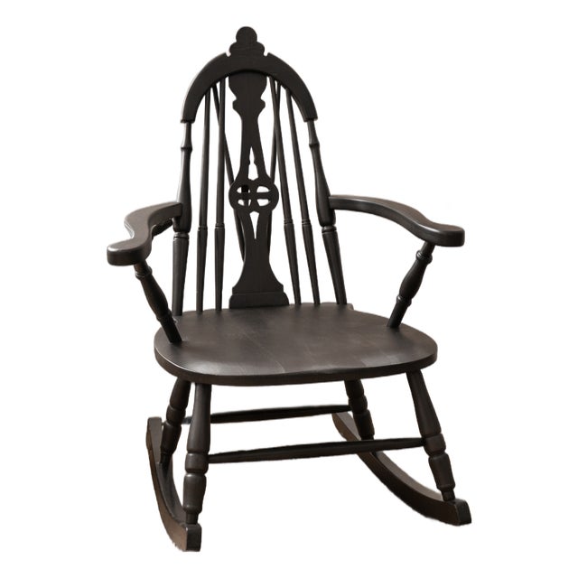 Antique Windsor Style Armed Rocking Chair For Sale