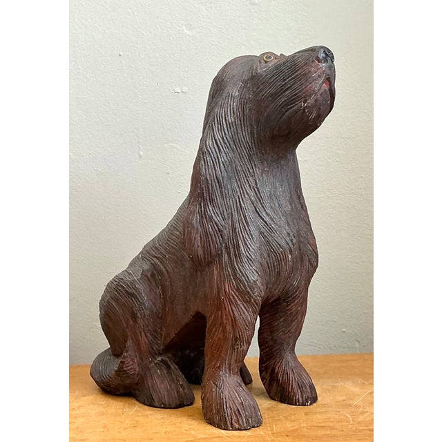 Vintage Carved Wood Dog Sculpture For Sale - Image 13 of 16