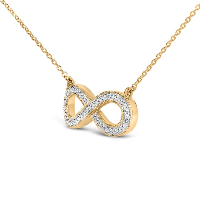 Haus of Brilliance Gold Vermeil Diamond Accent Infinity Pendant Necklace For Sale - Image 4 of 4