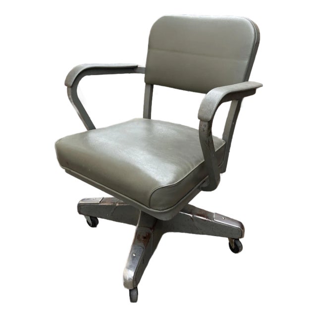 Vintage Mid Century Modern Emeco Corp Industrial Tanker Rolling/Swivel Office Desk Chair For Sale