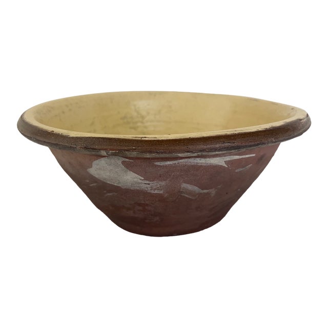 Large Terracotta Pancheon Bowl, Yellow Glazed, French, Circa 1900 For Sale