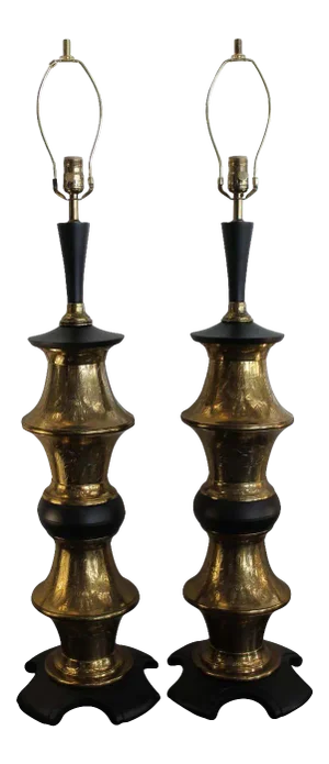 1970s Moroccan Style Brass Lamps - a Pair
