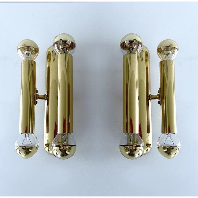 Vintage Space Age Brass Sconces, 1970s, Set of 2 For Sale - Image 6 of 18