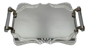 Art Deco Cut Mirror in Glass and Chrome Serving Tray, France, 1930s