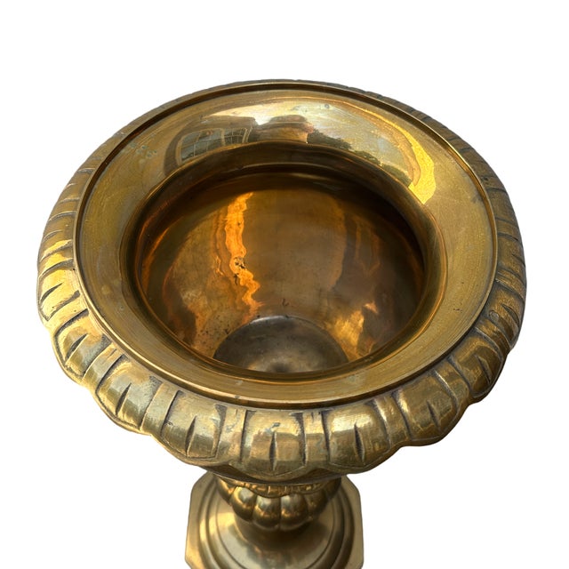 Vintage Hollywood Regency Standing Brass Champagne or Wine Ice Bucket For Sale - Image 4 of 5