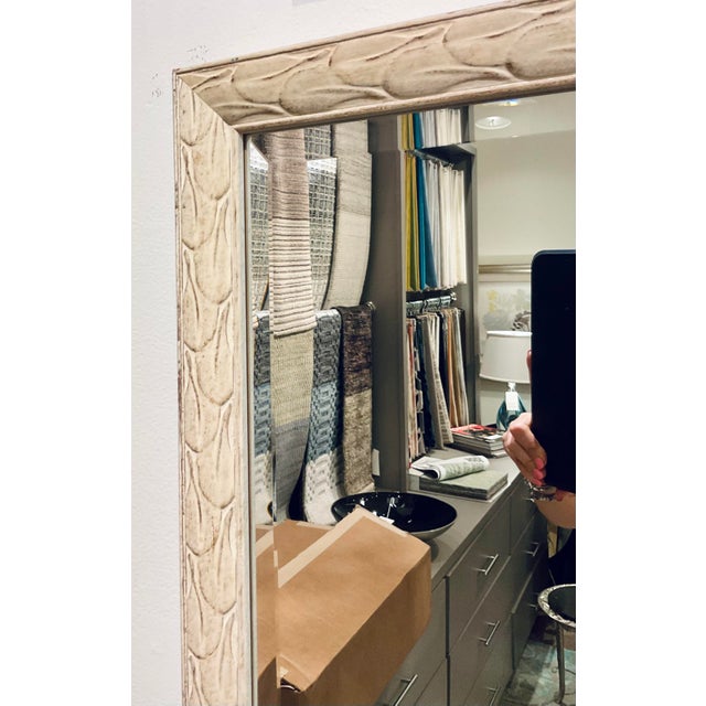 Transitional Transitional Cream Leaf Motif Wall Mirror For Sale - Image 3 of 4