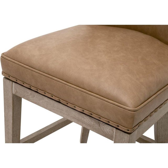 Wood Essentials For Living Milton Leather Swivel Counter Stool For Sale - Image 7 of 11