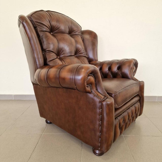 Chesterfield Suzanne Brown Leather Living Room Set, 1970s, Set of 3 For Sale - Image 12 of 16