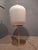 Satin Brass & Large Ribbed Milky Glass Floor Lamp For Sale - Image 6 of 17