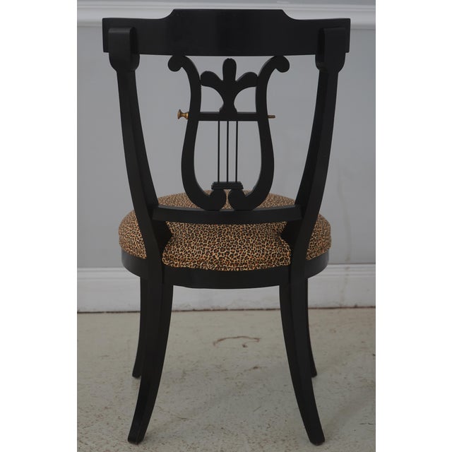 Pair Lyre Back Black Finish Occasional Chairs For Sale - Image 4 of 18
