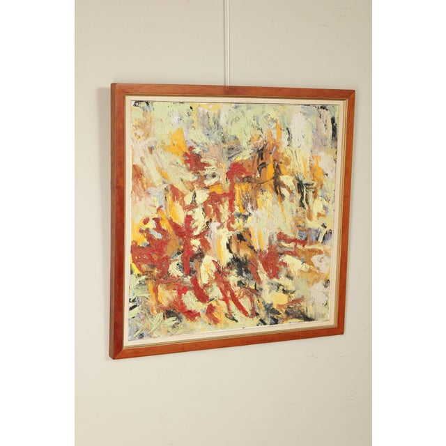 Abstract Mid Century Modern Abstract Oil Painting For Sale - Image 3 of 18