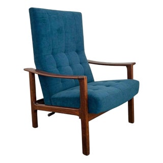 1960s Scandinavian Modern Oak High-Back Recliner Lounge Chair For Sale