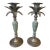 Vintage Verdigris Pineapple Candlesticks – Hollywood Regency Palm Beach Brass Pair, 8.75” For Sale