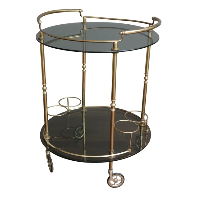 Vintage Brass Serving Trolley, 1970s For Sale