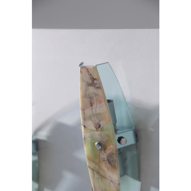Onyx and Crystal Glass Sconce and Ceiling Light Set attributed to Veca, 1970s, Set of 2 For Sale - Image 6 of 9