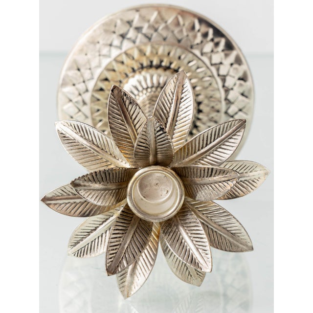 Vintage Hollywood Regency Palm Beach Silvered Metal Palm Tree Candlesticks, Set of 2 For Sale - Image 4 of 8