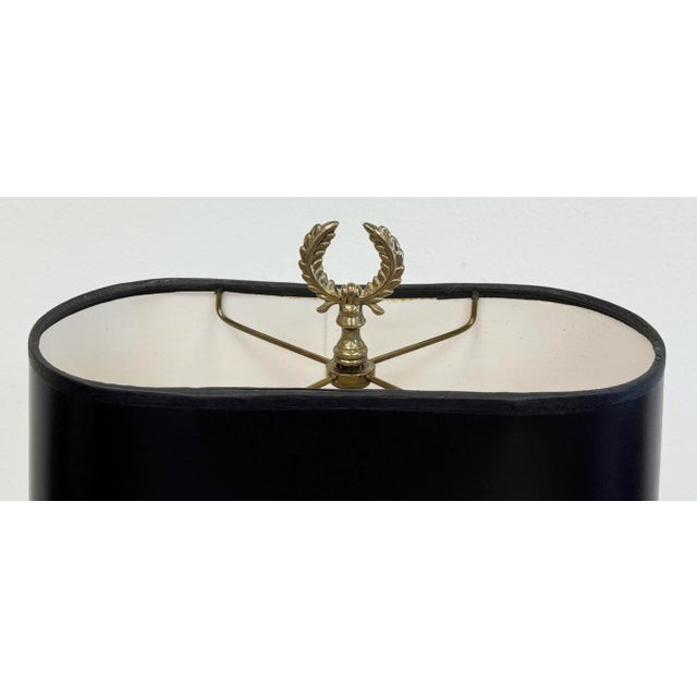 Vintage French Style Wood and Brass Bouillotte Table Lamp For Sale In Kansas City - Image 6 of 7