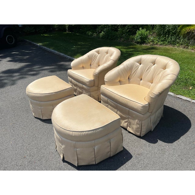 2000 - 2009 Pair of Ethan Allen Club Chairs With Matching Ottomans For Sale - Image 5 of 13
