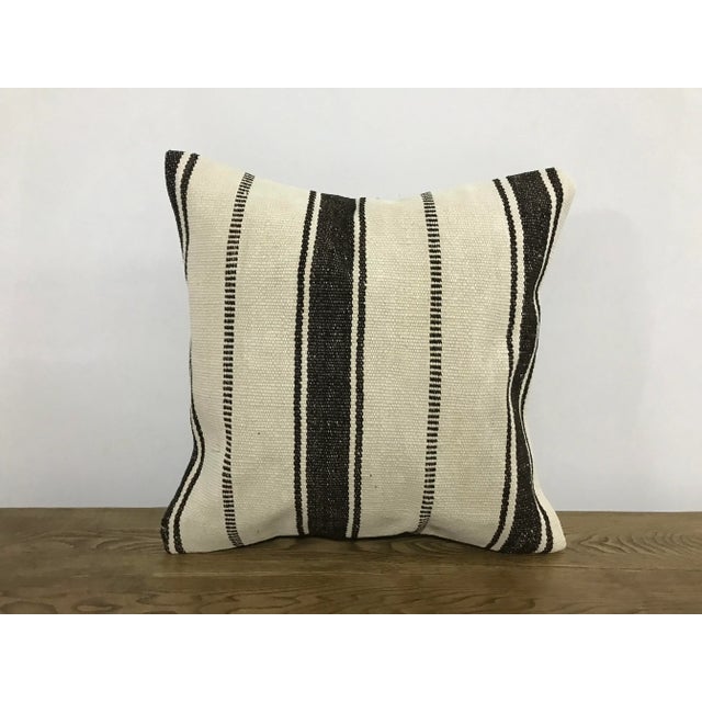 Boho Turkish Handmade Black Kilim Pillow Cover For Sale In Phoenix - Image 6 of 6