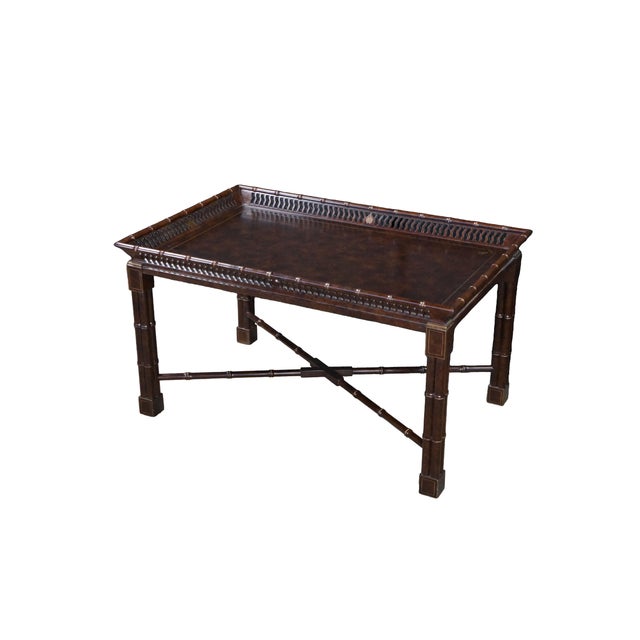 English Late 20th Century Mario Buatta for John Widdicomb Chinese Chippendale Faux Bamboo Coffee Table For Sale - Image 3 of 18