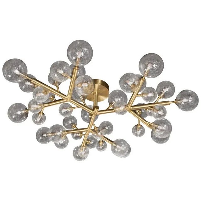 Custom and Exclusive Brass and Murano Glass Molecular "Snowflake" Chandelier For Sale - Image 10 of 10
