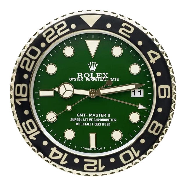 Rolex Dealer's Oyster Perpetual Advertising Wall Clock For Sale