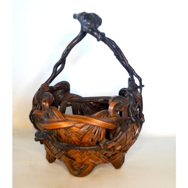 Late 19th Century Antique Japanese Ikebana Basket Meiji Period For Sale - Image 5 of 9
