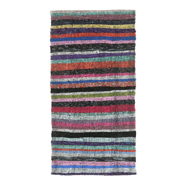 Vintage Turkish Hand-Knotted Wool Cotton Pink Kilim Runner Rug For Sale