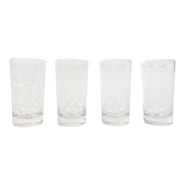 Vintage Libbey Flora and Fauna Glasses, Set of 4 For Sale