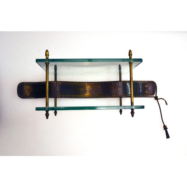 Mid-Century Italian Brass and Crystal Wall Shelf, 1950s, in Very Good conditions. Designed 1950 to 1959