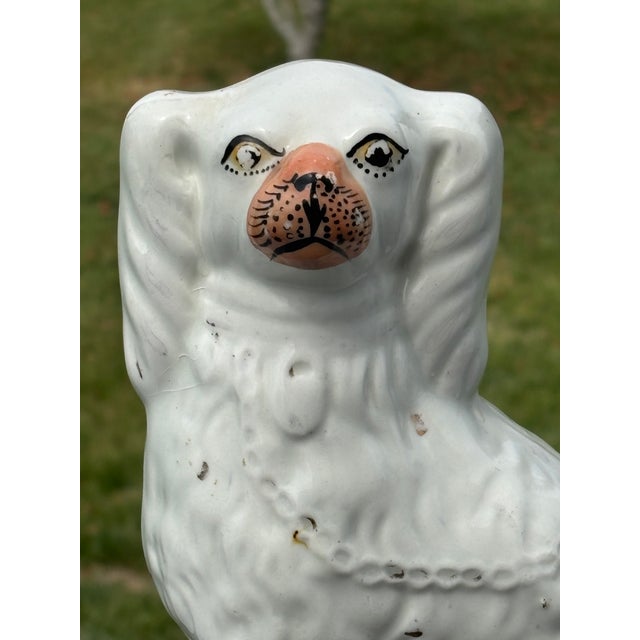 White 19th C. Staffordshire Porcelain Spaniel Dog Figurine - 9.5" Tall For Sale - Image 8 of 8