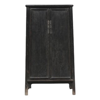 Large Tapered Dark Elm Cabinet For Sale