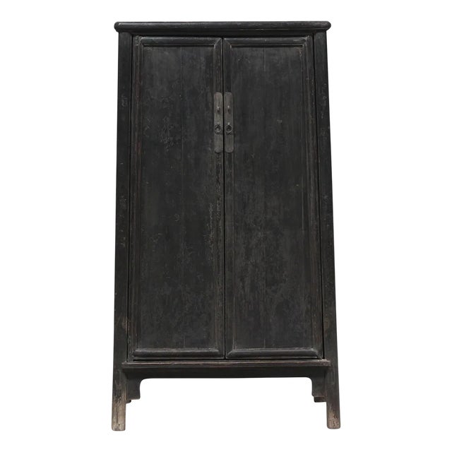 Large Tapered Dark Elm Cabinet For Sale