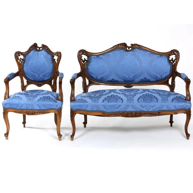 Early 20th Century French Mahogany Framed Seating Two-Piece Set - a Pair For Sale - Image 13 of 13