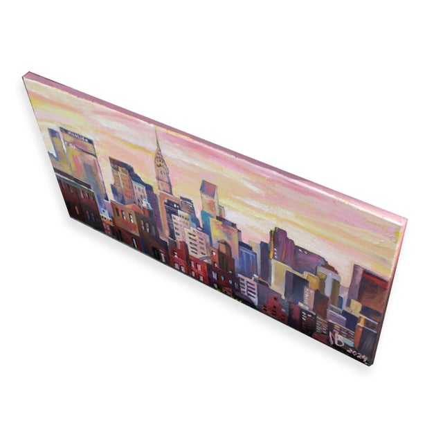 Oil Painting of Nyc Skyline With Chrysler Building "Nyc Roofs" by Natalia Bessonova For Sale - Image 4 of 6