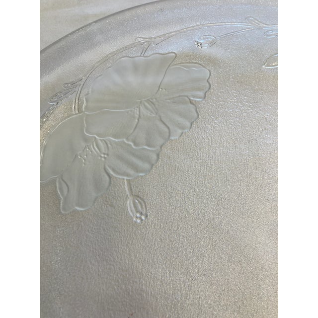 Large 1990s Glass Floral Serving Platter For Sale - Image 4 of 5
