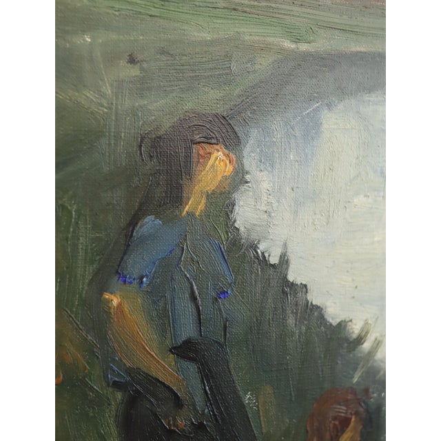 1952 Mid-Century Modern 'By the Waterbank' Vintage Swedish Expressive Landscape Oil Painting, Framed For Sale - Image 13 of 14