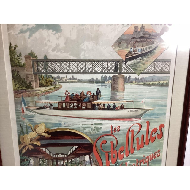 French Vintage Framed Poster "Les Libellules Électriques" 1896 For Sale - Image 3 of 9