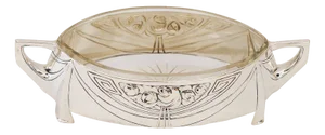 Art Nouveau Fruit Bowl in Brass, Silver and Original Glass, 1908