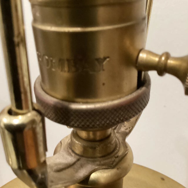 Brass Mid 20th Century Hollywood Regency Bombay Crackle Glass Solid Brass Base Table Lamp For Sale - Image 8 of 13